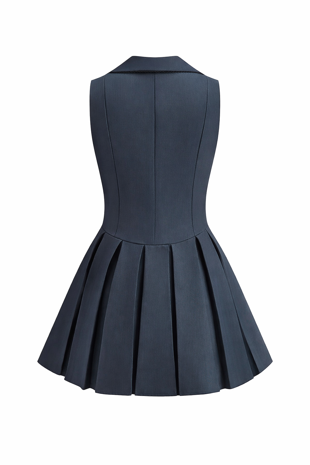 Midnight Collar Pleated Mini Dress