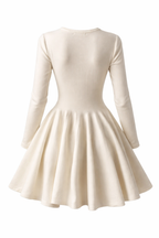 Ivory Long-Sleeve Fit & Flare Skater Dress