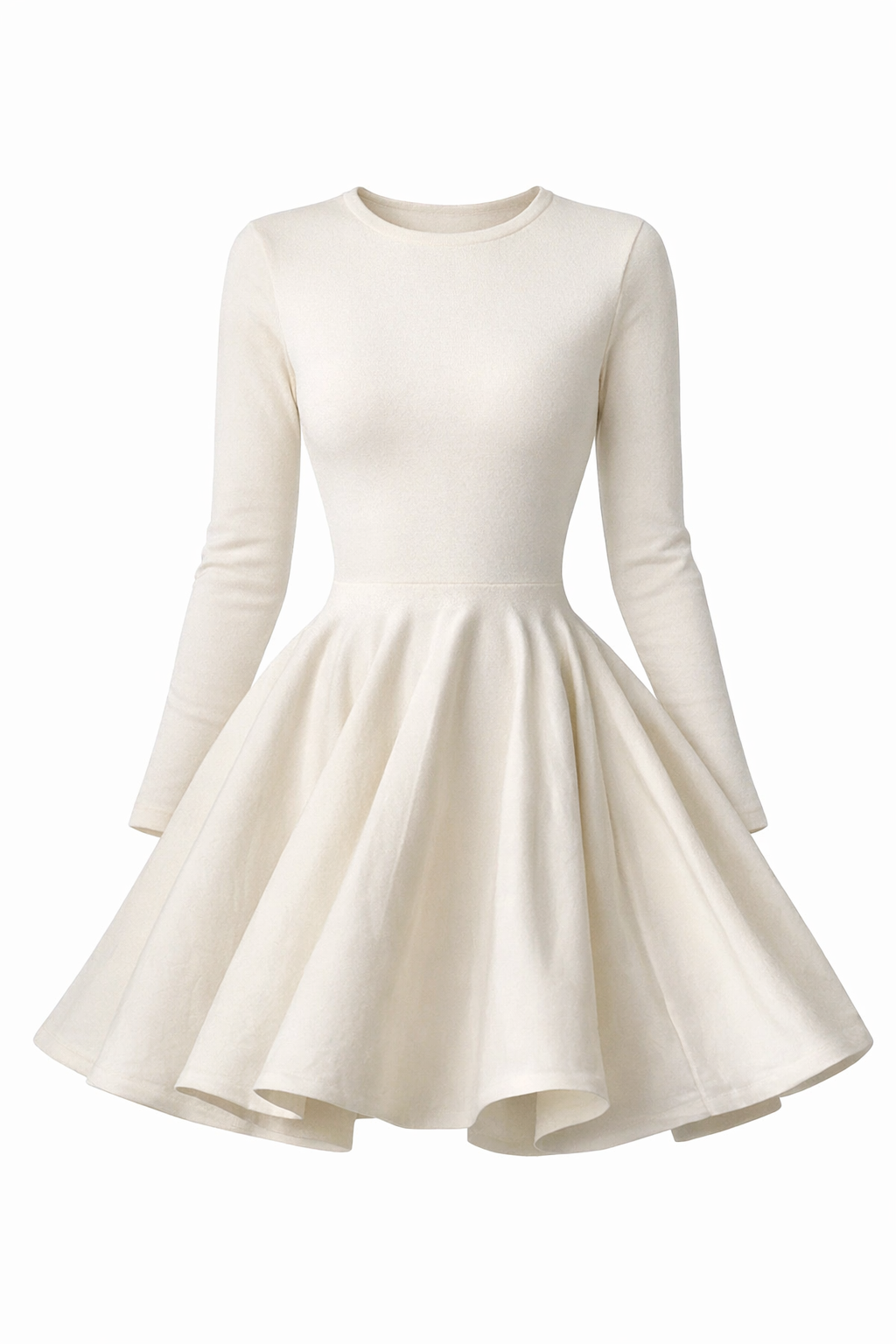 Ivory Long-Sleeve Fit & Flare Skater Dress
