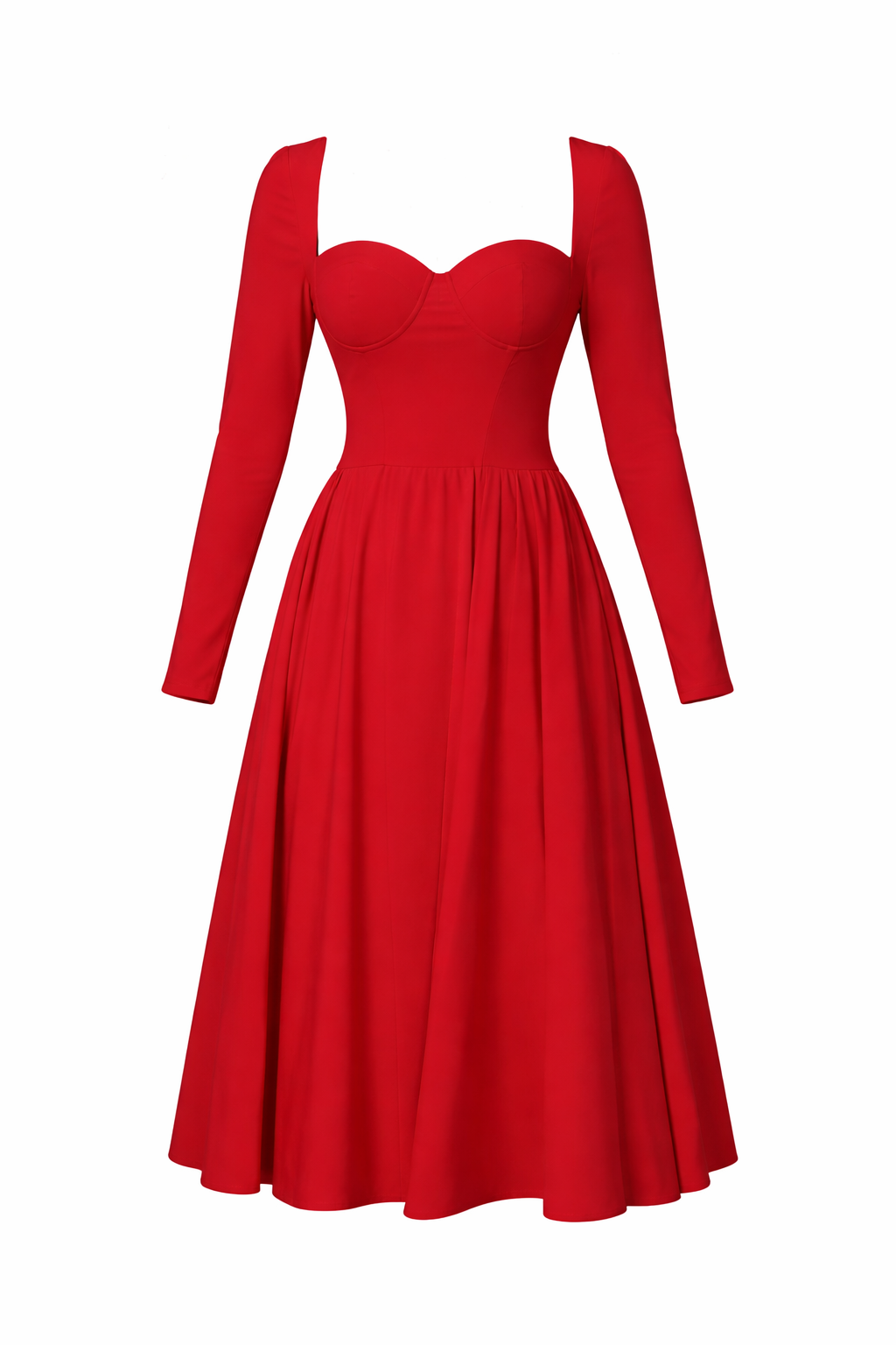 Scarlet Sweetheart Tie-Back A-Line Midi Dress