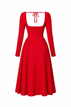 Scarlet Sweetheart Tie-Back A-Line Midi Dress