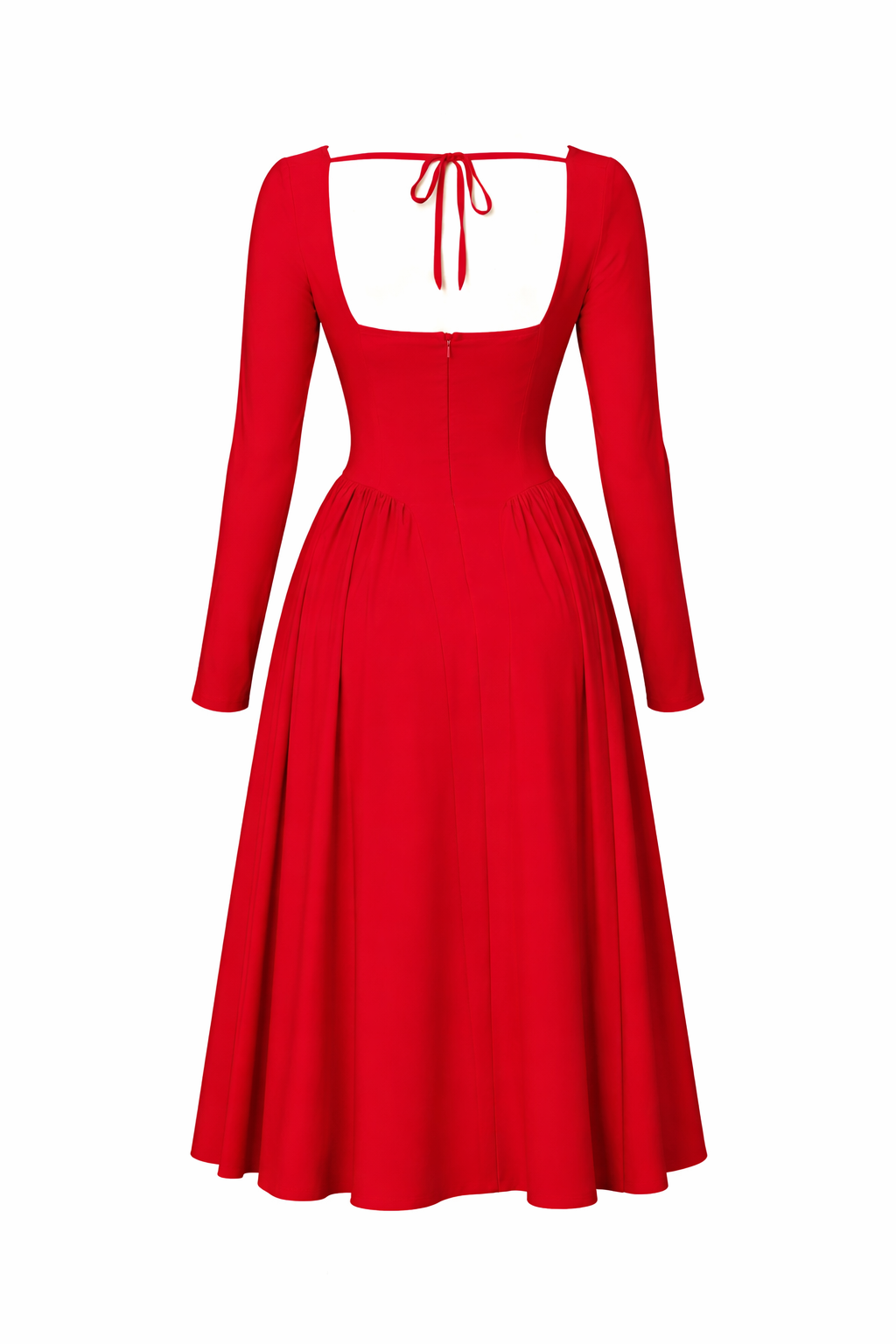 Scarlet Sweetheart Tie-Back A-Line Midi Dress
