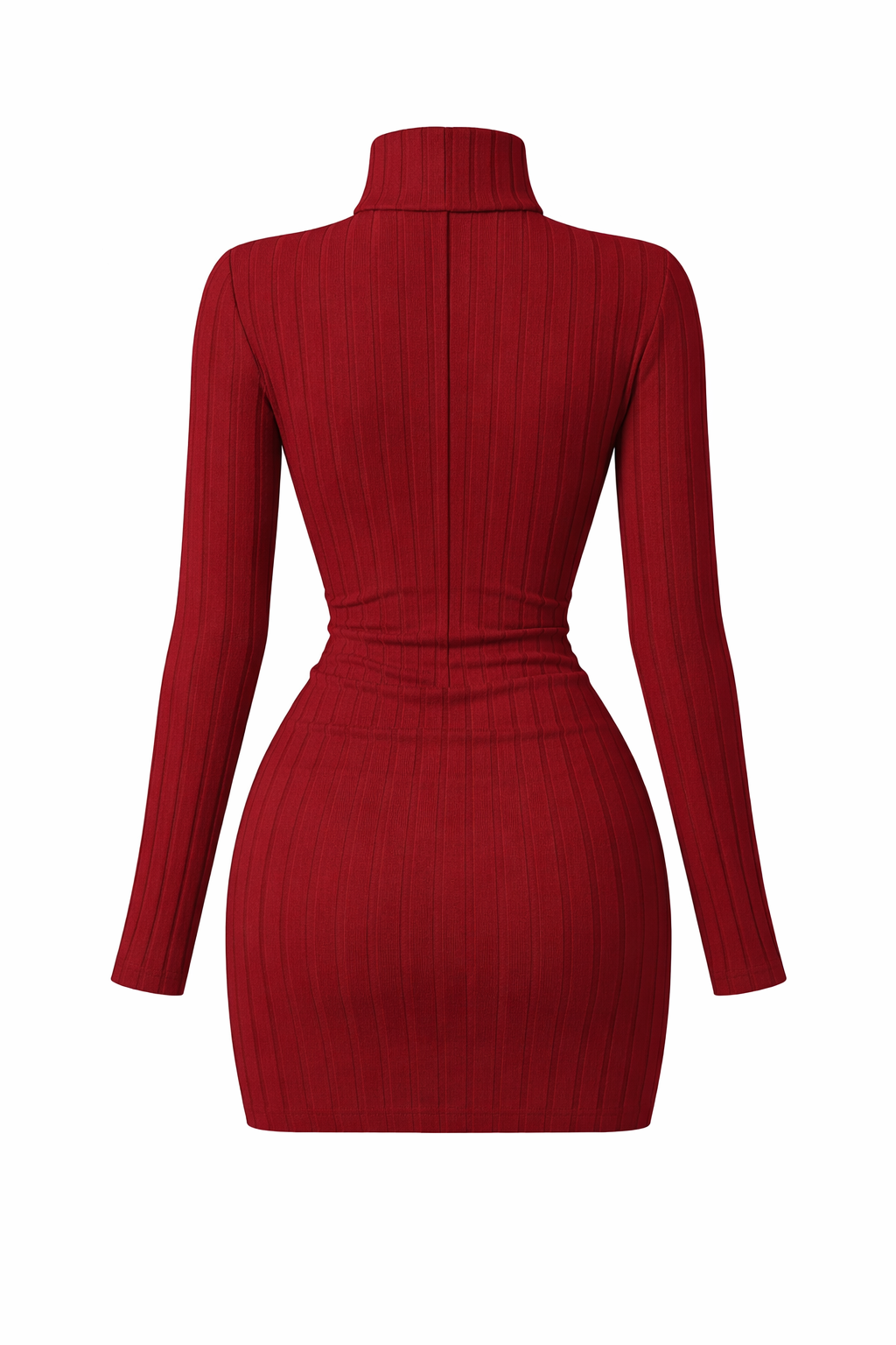 Elegant Ribbed Turtleneck Bodycon Mini Dress