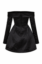 Midnight Satin Off-Shoulder Mini Dress