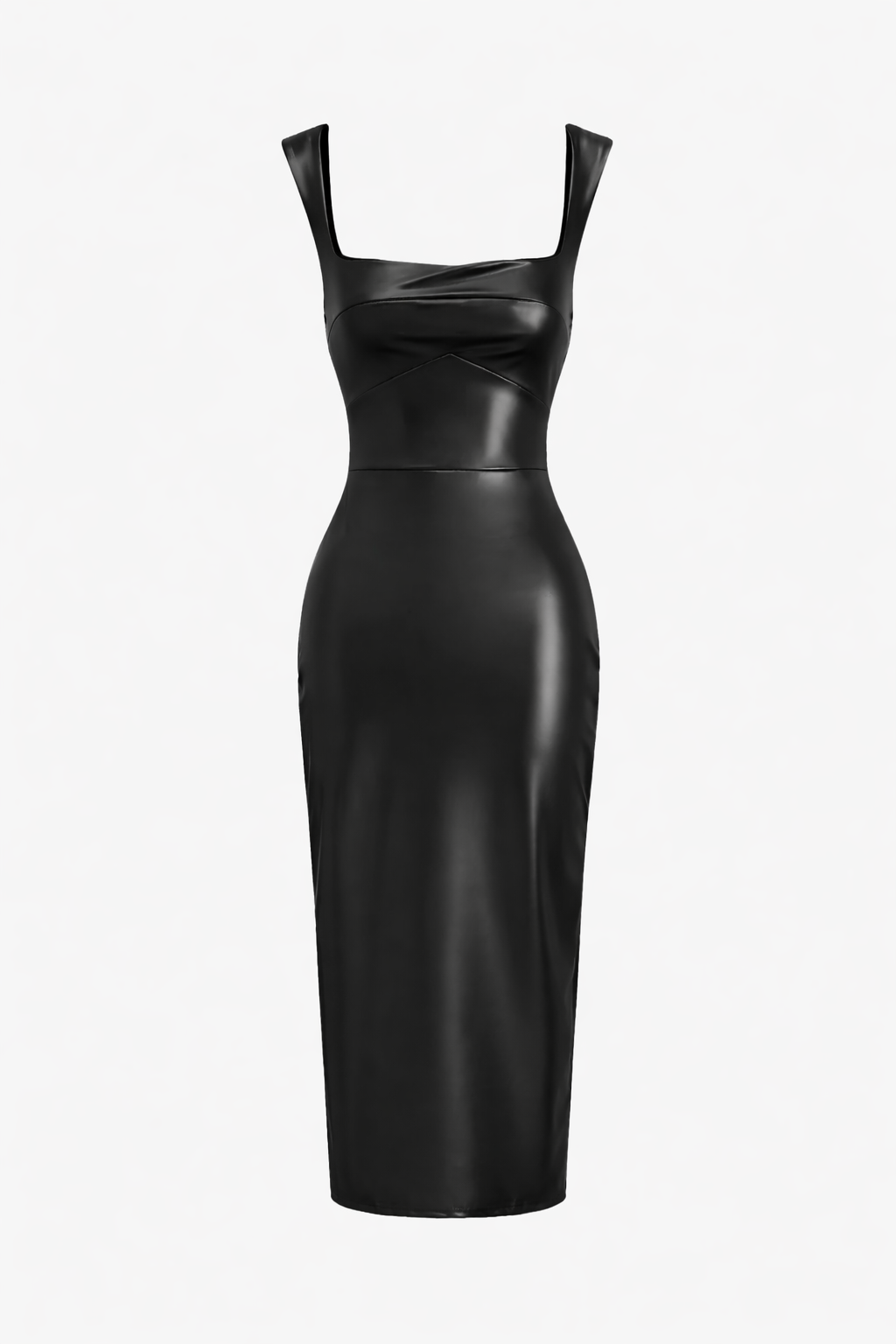 Midnight Gloss Faux Leather Midi Dress