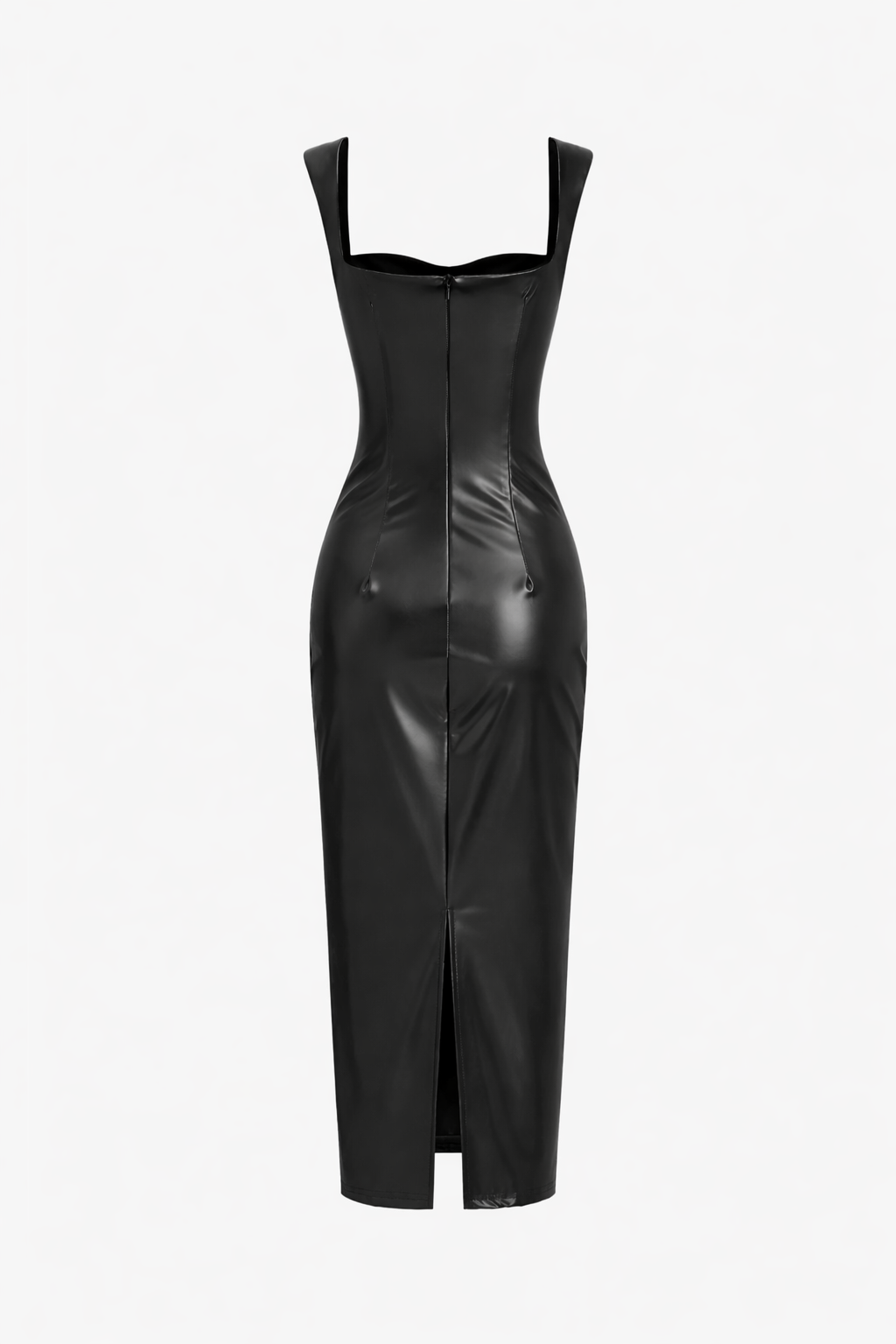 Midnight Gloss Faux Leather Midi Dress