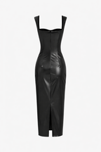 Midnight Gloss Faux Leather Midi Dress