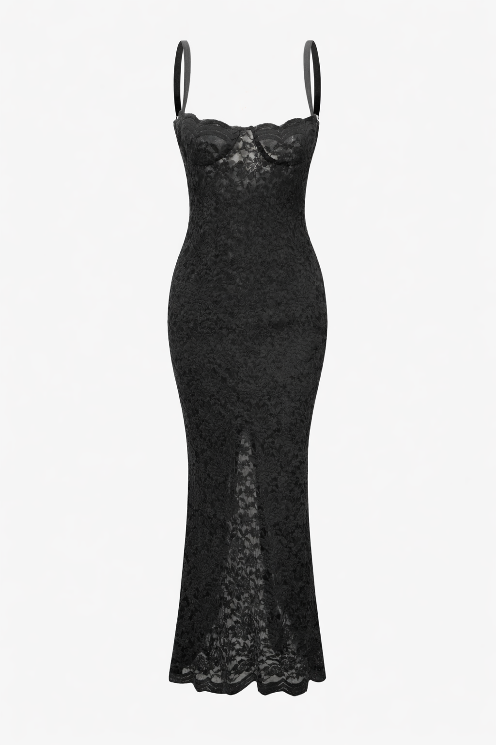 Midnight Lace Bustier Maxi Dress