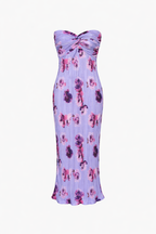 Lilac Bloom Strapless Twist Maxi Dress