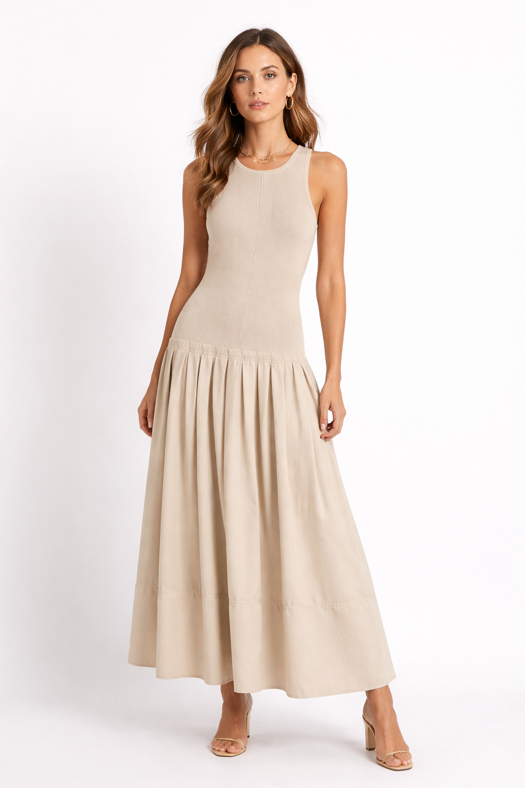 Sandstone Ribbed Tank Maxi Dress